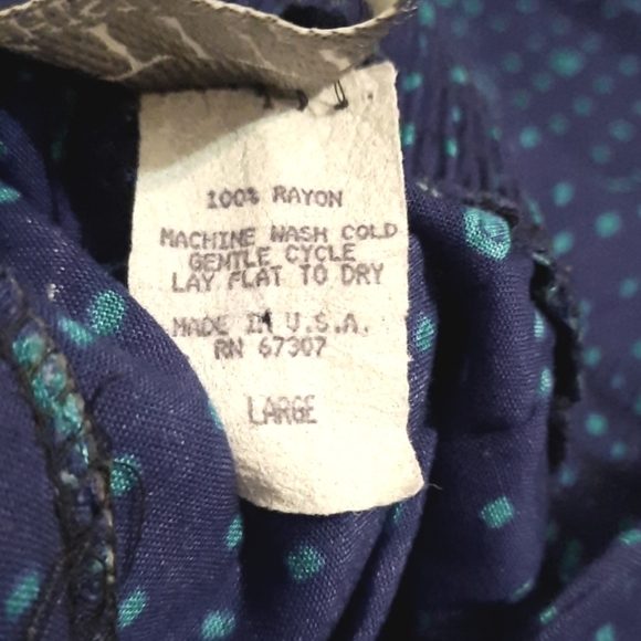 VINTAGE 90s Rayon Pleated Pants Size Medium High Eladtic Waist Trousers - Picture 9 of 9